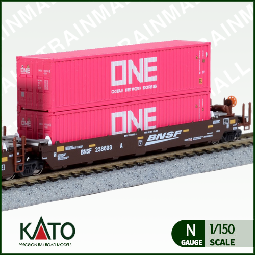 [KATO USA] 106-6195 Gunderson MAXI-I 더블 스텍 화차- BNSF Swoosh 로고 238693호 (ONE /핑크 Container 포함) 5량세트,철도모형,기차모형,열차모형,트레인몰